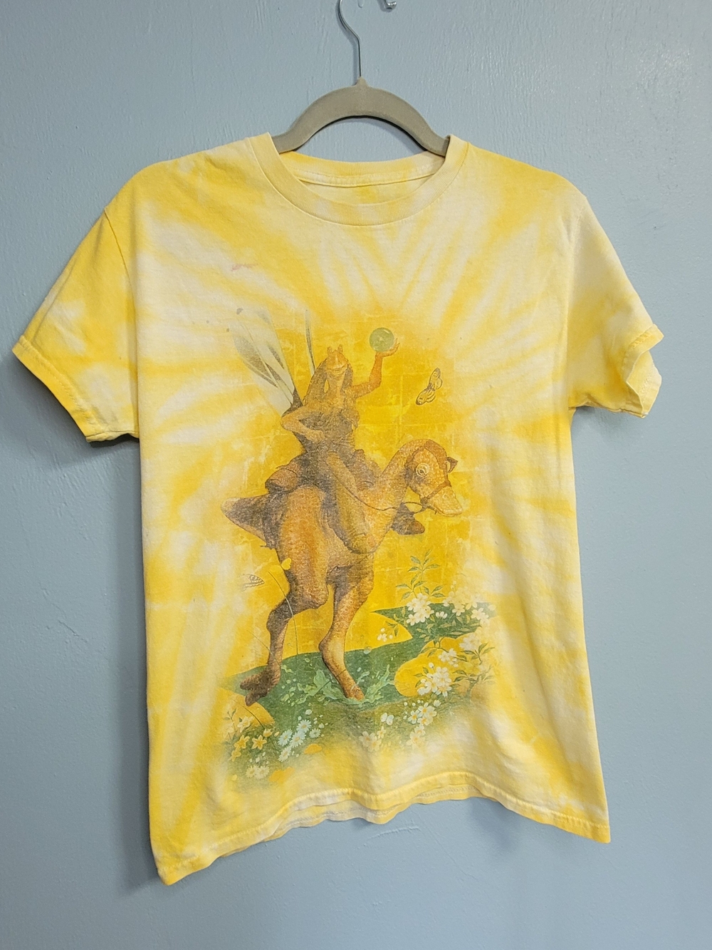 RARE Vintage Star Wars Grail Shirt- Mad Engine Jar Jar Binks Yellow Tie Dye